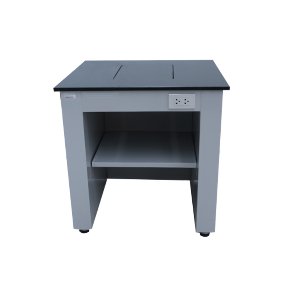 โต๊ะวางเครื่องชั่งไร้แรงสั่นสะเทือน (Balance Table) โครงเหล็กพ่นสี แกรนิตดำ เจาะ 1 หลุม ขนาด W80xD75xH80 cm