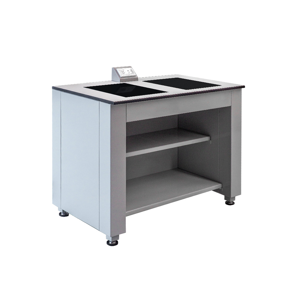 โต๊ะวางเครื่องชั่งไร้แรงสั่นสะเทือน (Balance Table) โครงเหล็กพ่นสี T.แกรนิต ดำอินเดีย เจาะ 2 หลุม ขาปรับระดับ ขนาด W120xD75xH80 cm